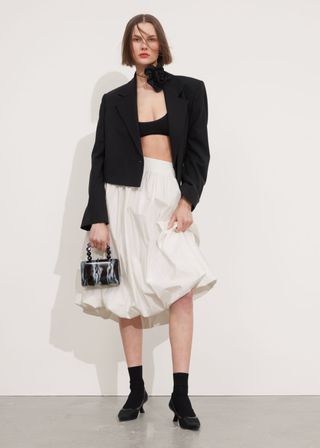 Bubble-Hem Midi Skirt
