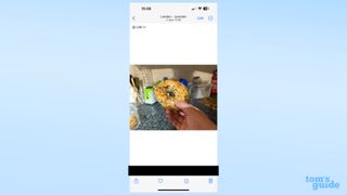 A screenshot showing an uncropped image of a bagel in iOS 17