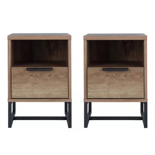 Two industrial style bedside tables 