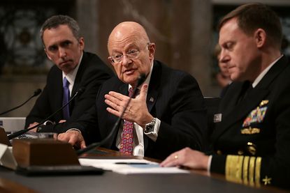 From left: Defense Undersecretary for Intelligence Marcell Lettre II, Director of National Intelligence James Clapper, and United States Cyber Command and National Security Agency Director Ad