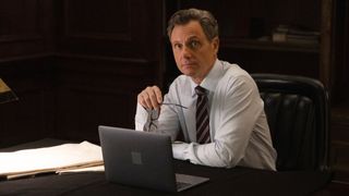 Tony Goldwyn as DA Nicholas Baxter sitting at his desk in Law & Order season 23