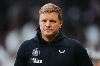 Newcastle United manager Eddie Howe during the Premier League match between Newcastle United and Leicester City at St. James Park on May 22, 2023 in Newcastle upon Tyne, England.