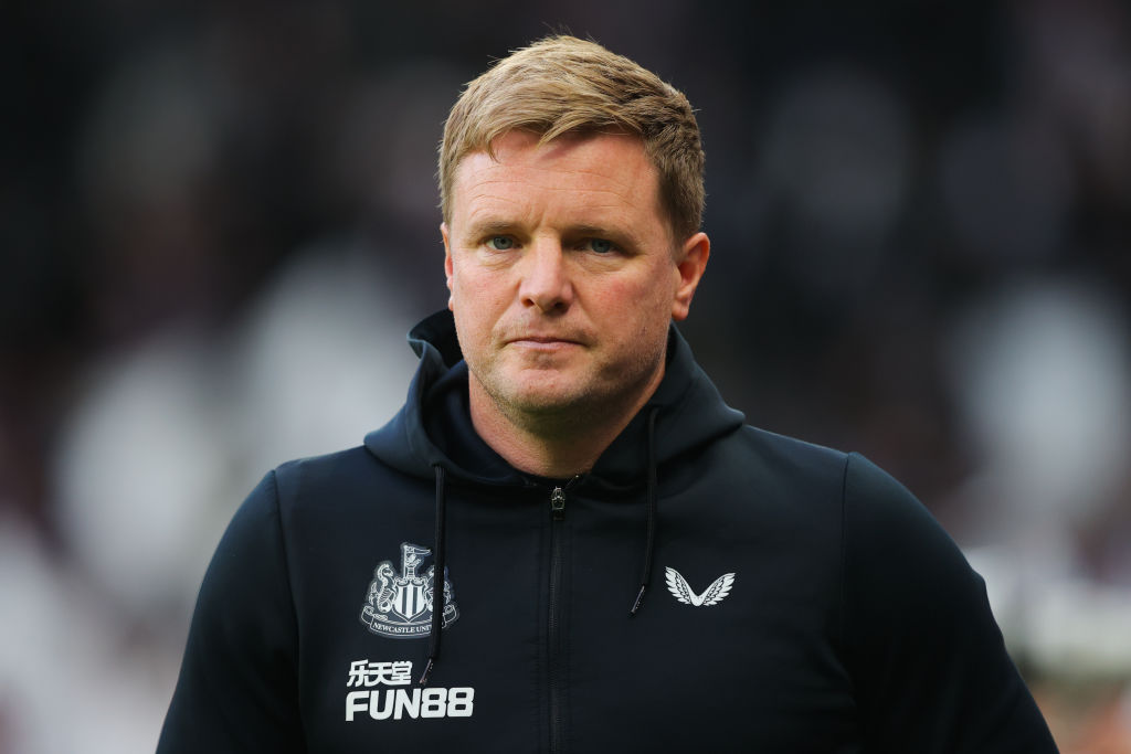 Eddie Howe, manager of Newcastle United, during the Premier League match between Newcastle United and Leicester City at St. James Park on May 22, 2023 in Newcastle upon Tyne, England.