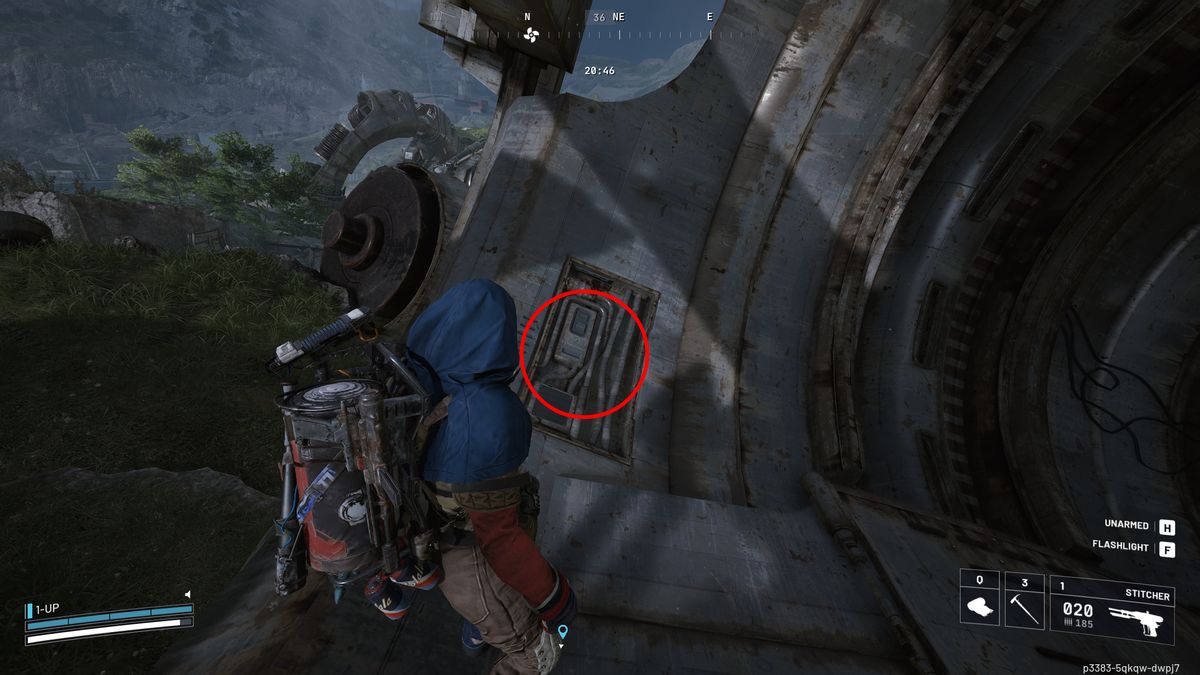 Arc Raiders A Prime Specimen: A player looking inside the central cylinder of an Arc Deforester.