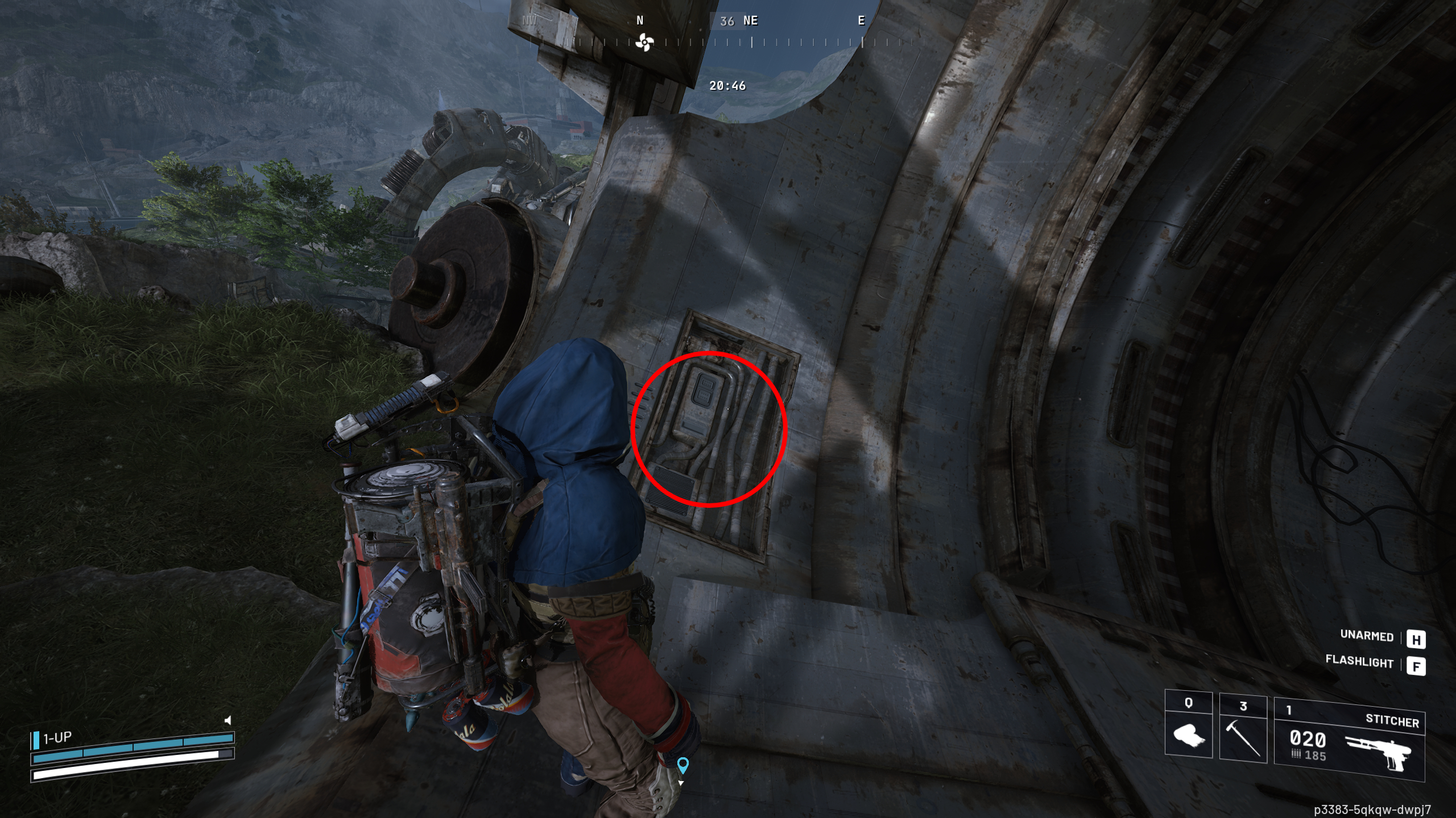 Arc Raiders A Prime Specimen: A player looking inside the central cylinder of an Arc Deforester.