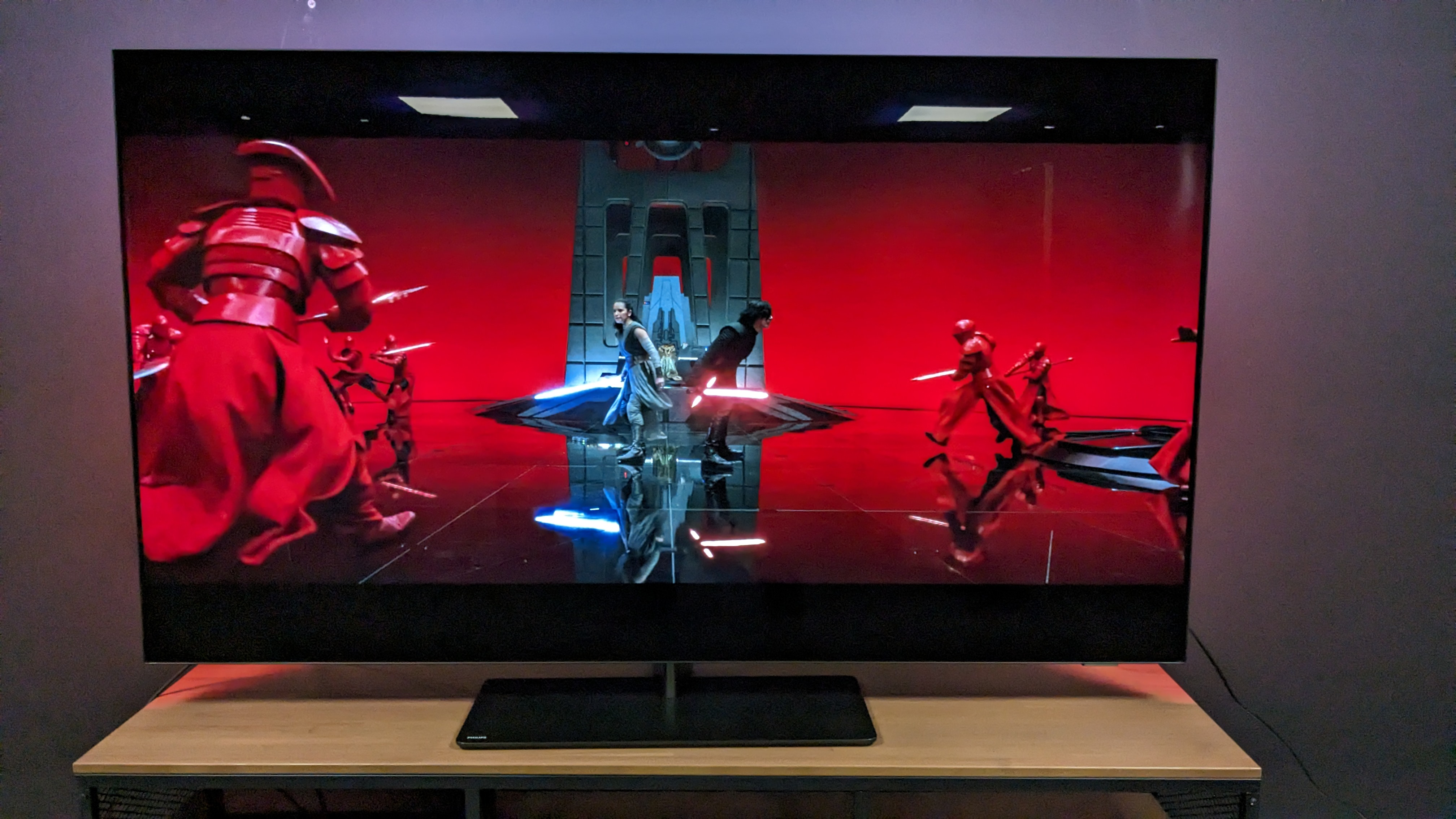 Philips OLED808 with Star Wars the Last Jedi on screen