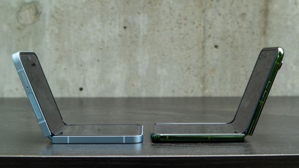 The Galaxy Z Flip 6 next to the Razr Plus 2024