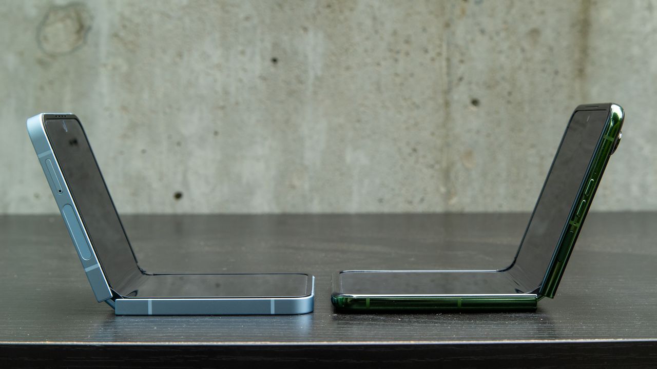 The Galaxy Z Flip 6 next to the Razr Plus 2024