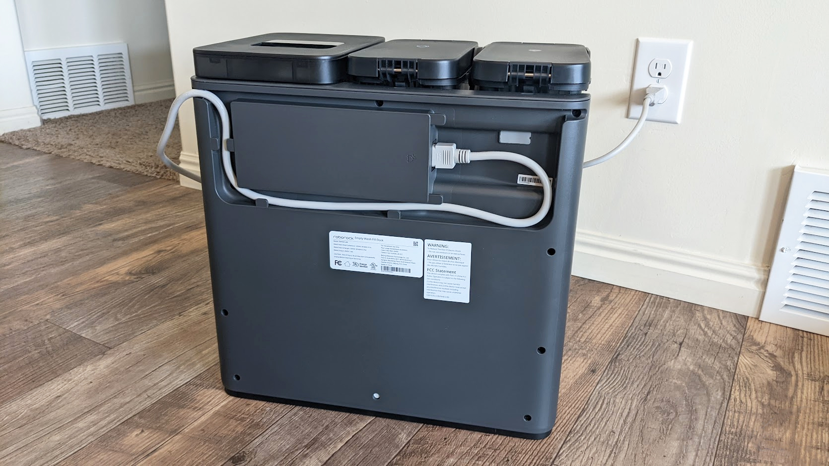 Backside of the Roborock S7 MaxV Ultra dock.