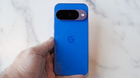 Google Pixel 10 showing back with camera bump in blue
