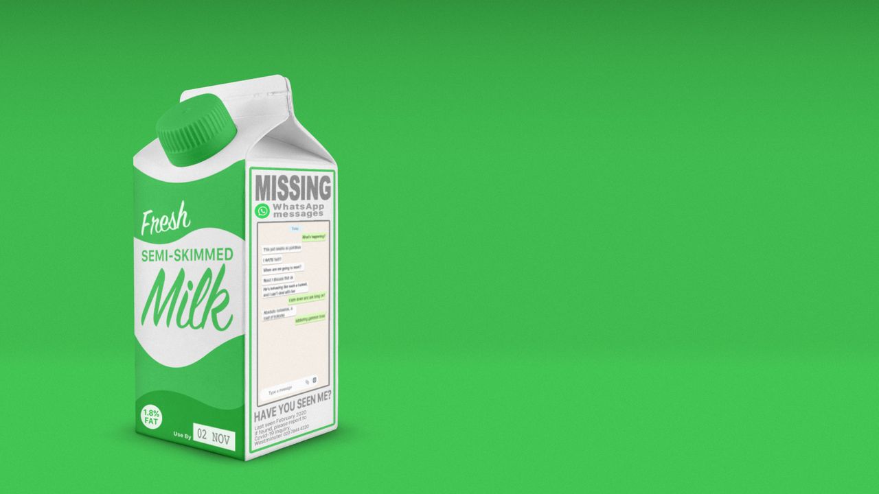 Milk carton with missing person info