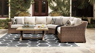 Outdoor rattan corner sofa set - Ashley Homestore