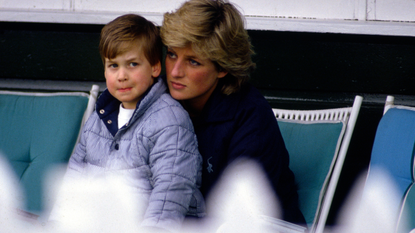 Prince William At Guards Polo Club Being Comforted By His Mother, Princess Diana.