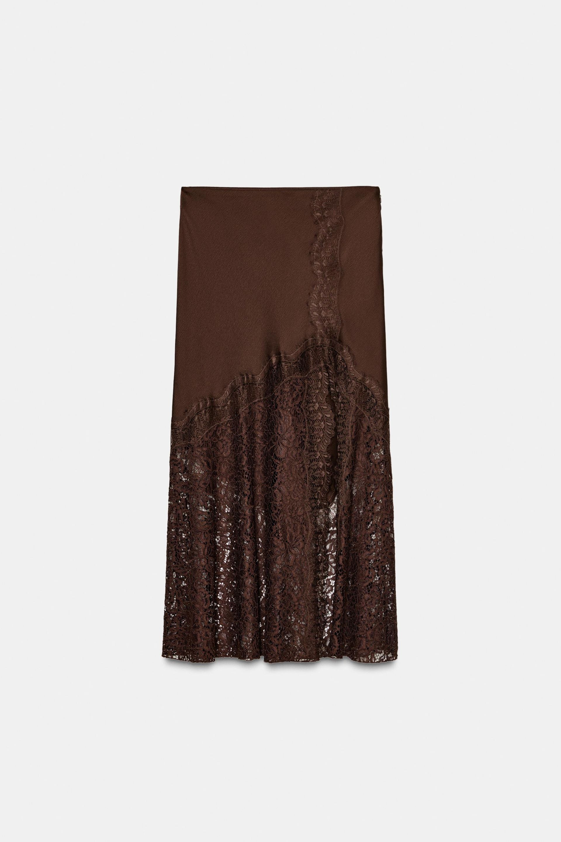 Satin Effect Lace Skirt Zw Collection