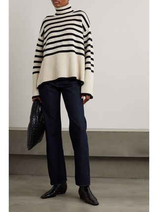 Striped Wool-Blend Turtleneck Sweater