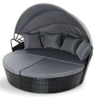 EVRE Bali Black 3 Piece Modular Round Rattan Wicker Patio Garden lounger with extendable canopy | was £399.99, now£269.99 at Amazon