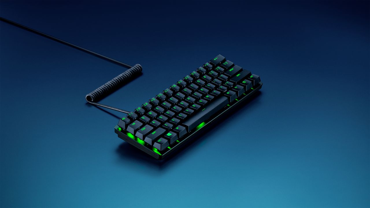 Razer PBT keycaps with coiled cable in multiple colour combinations