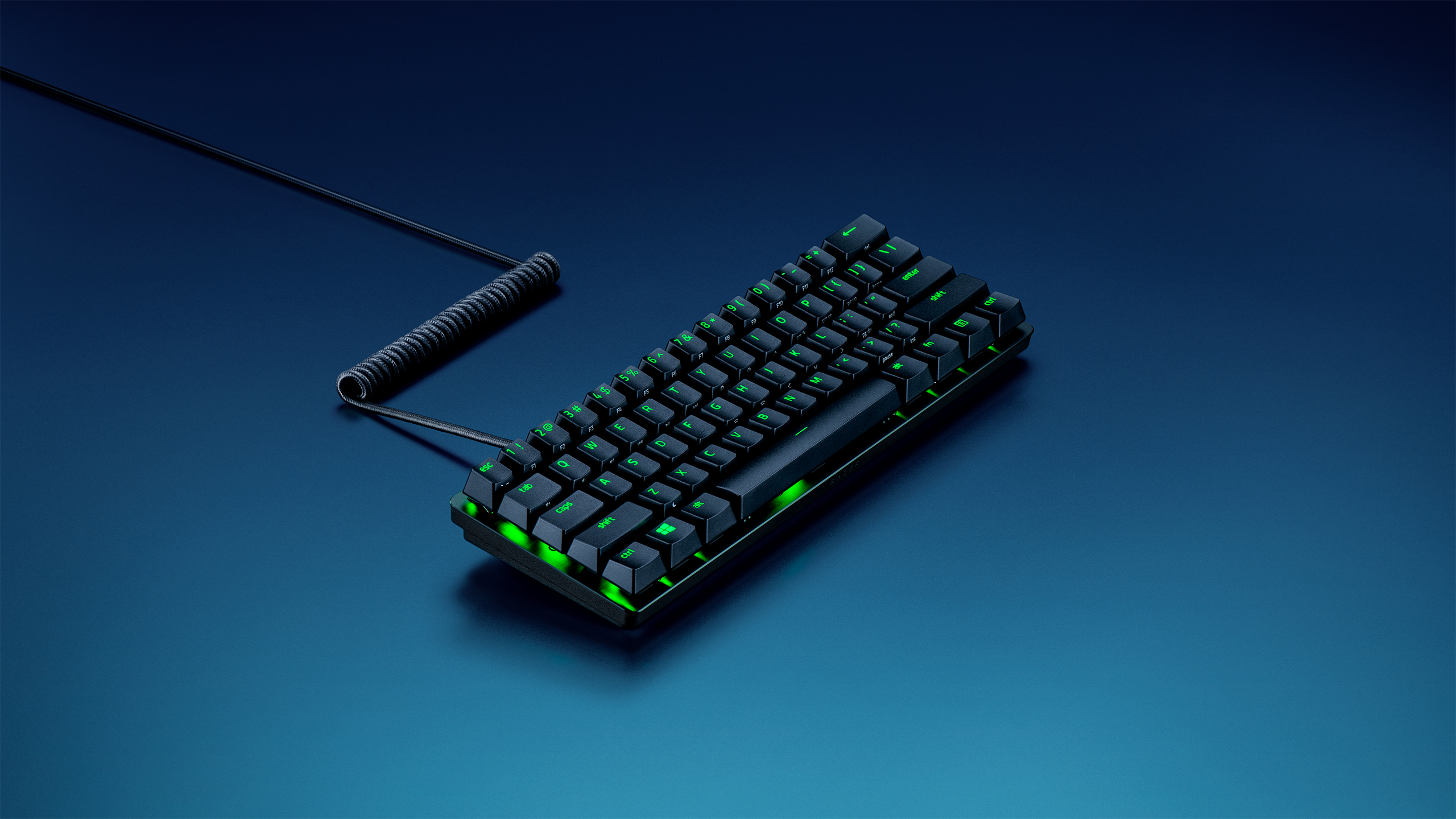 Razer PBT keycaps with coiled cable in multiple colour combinations