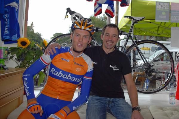 Lars Boom (Rabobank) poses at the BSpoke bike shop