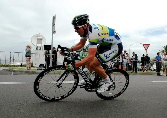 Leigh Howard (Orica-GreenEdge) kept a watchful eye in the chase group to ensure no other riders got across