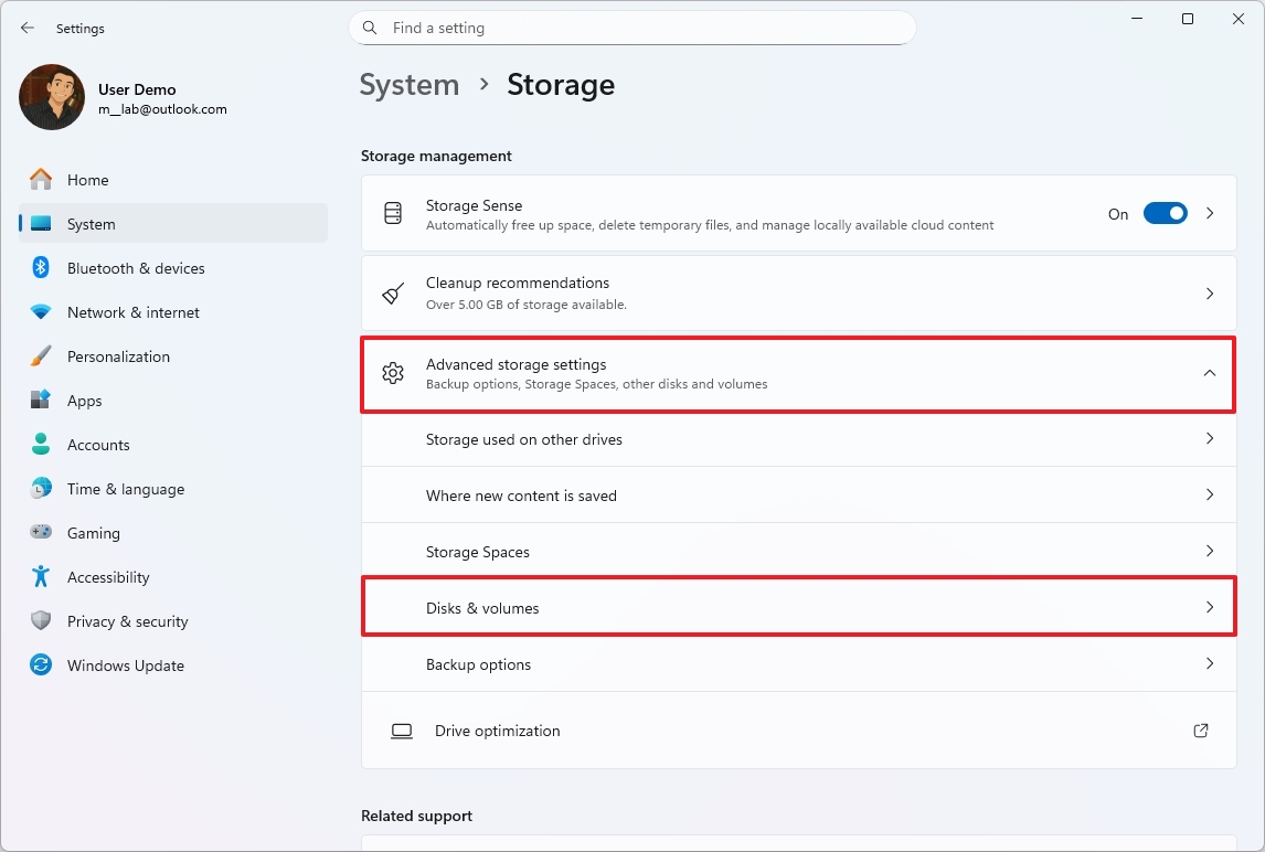 Open Disks &amp;amp; volumes