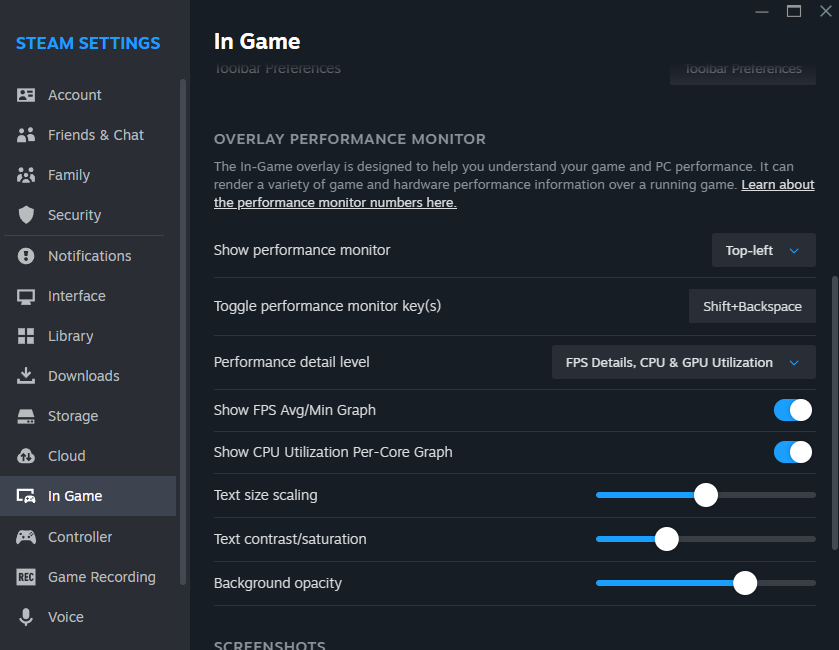 Enabling the new Steam Performance Monitor