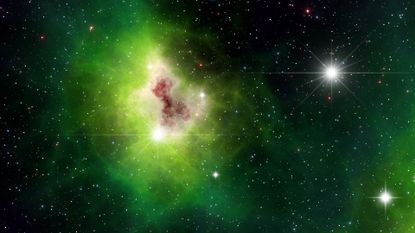 Nebulas and stars cosmic background, universe with galaxies, nebulae and stars - stock photo