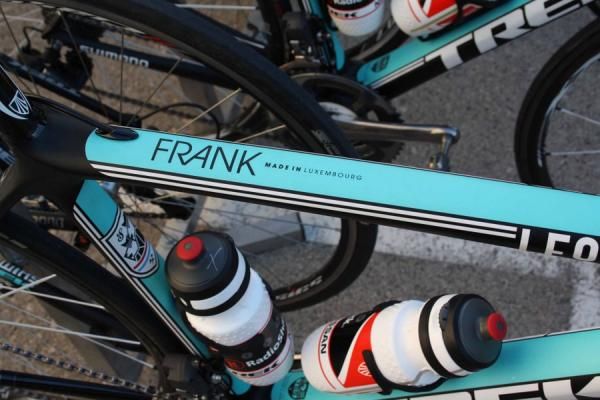 A detail from Fr&auml;nk Schleck's top tube.