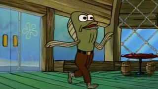 The leg guy getting kicked out in SpongeBob SquarePants.