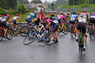 The Peloton stopped after a crash during the 32nd Giro dItalia Internazionale Femminile 2021