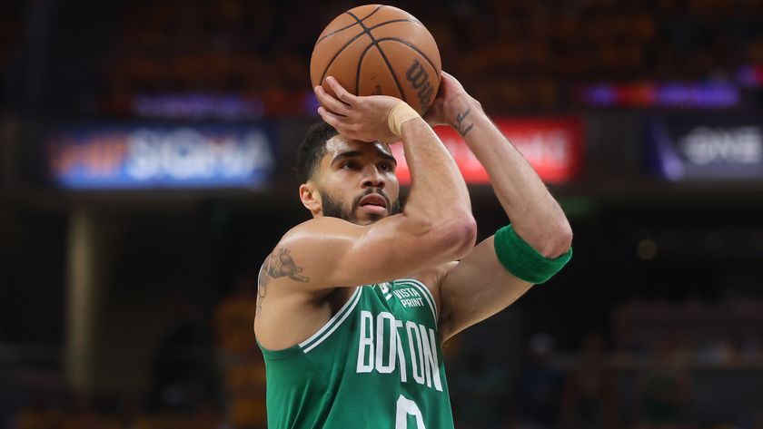 Jayson Tatum shoots a free throw