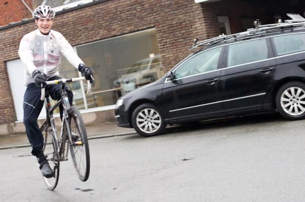 Zane Godby before the team training race