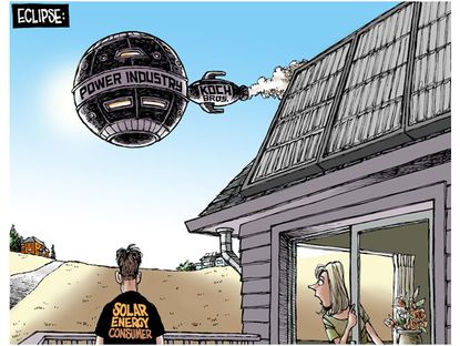 Editorial cartoon Koch brothers solar power