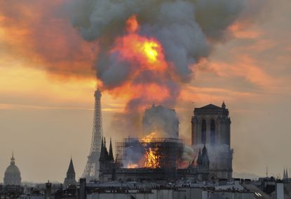 Notre Dame cathedral engulfed in flames on Monday.
