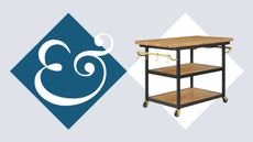 Walmart wood and brass kitchen cart