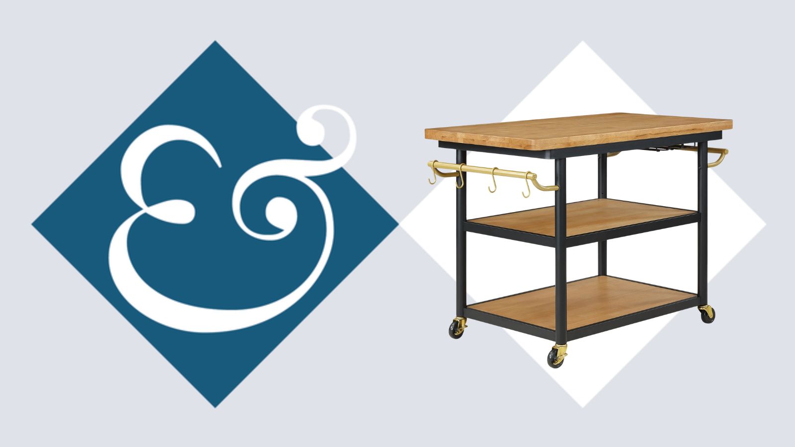 Walmart wood and brass kitchen cart