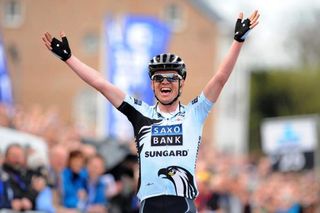 Nick Nuyens (Saxo Bank Sungard) overjoyed after winning the Ronde Van Vlaanderen