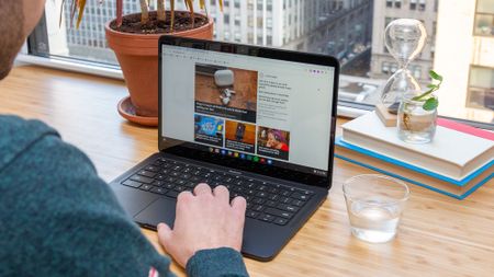 Google Pixelbook Go in use on a desk