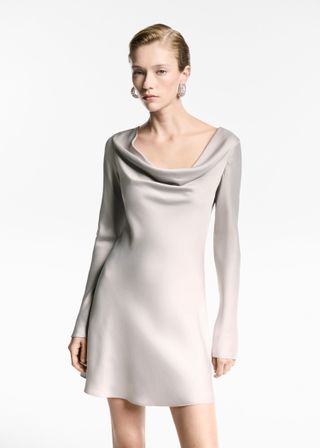 Draped Neck Satin Dress - Women | Mango United Kingdom