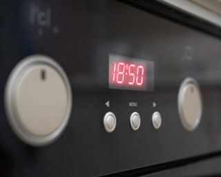 Closeup of control button of kitchen oven