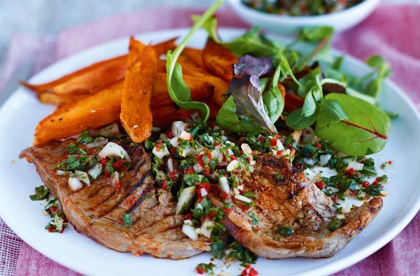 Minute steak with chimichurri salsa