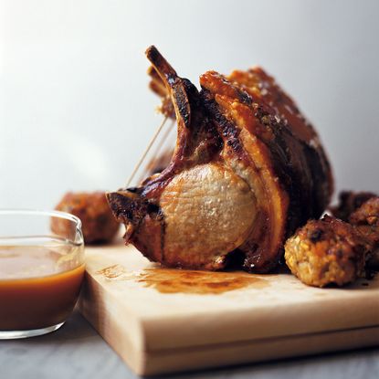 Roast Joint of Pork with Apricot and Pistachio Stuffing-recipes-woman and home