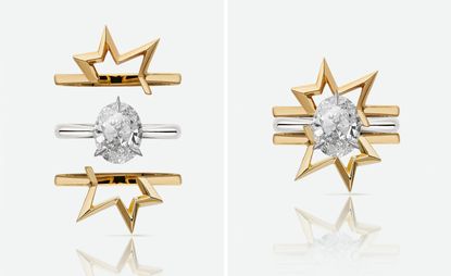 interlocking engagement rings in star shapes by Le Ster