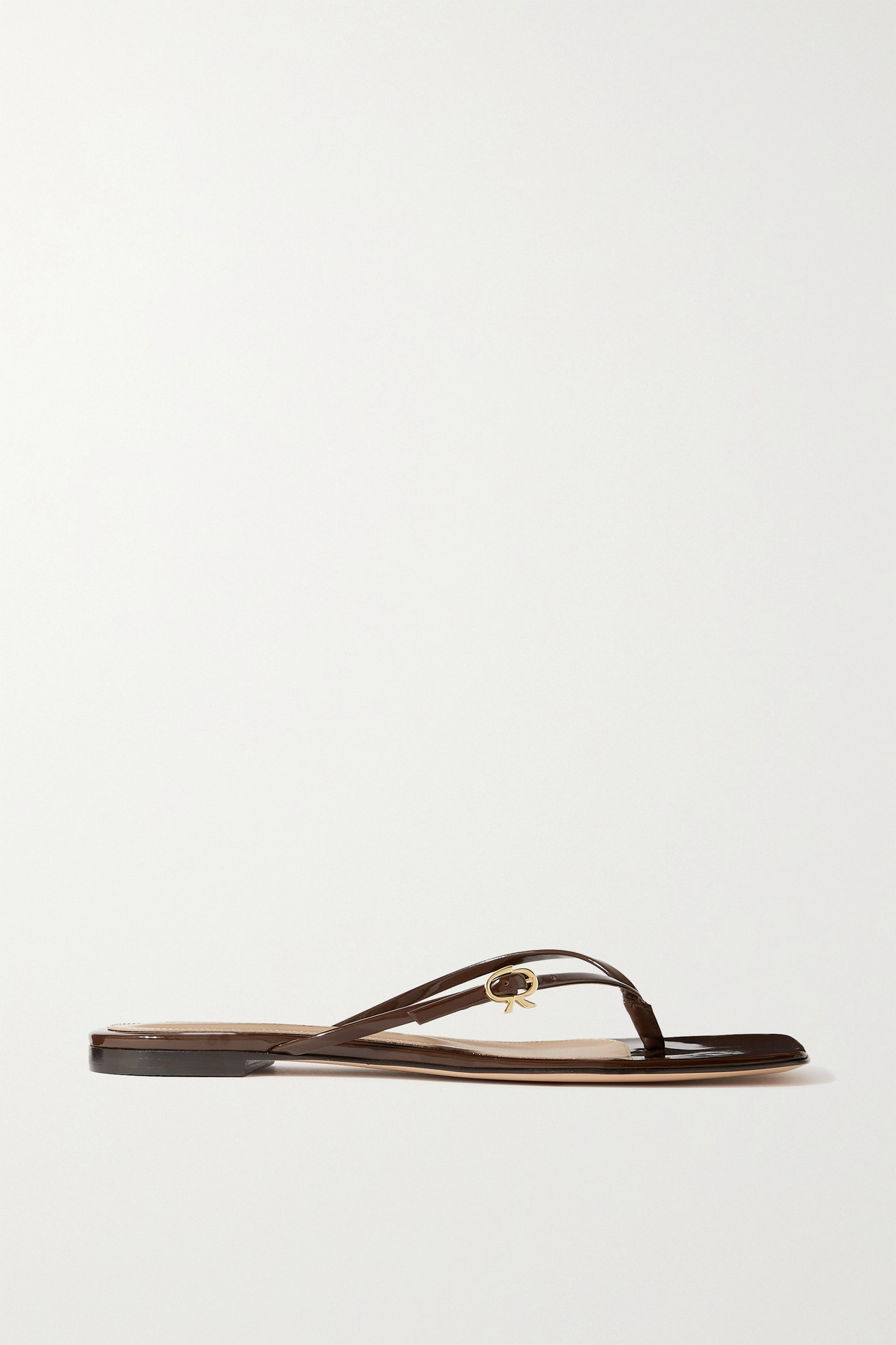 Glossed-Leather Sandals