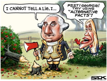 Political Cartoon U.S. George Washington Trump alternative facts