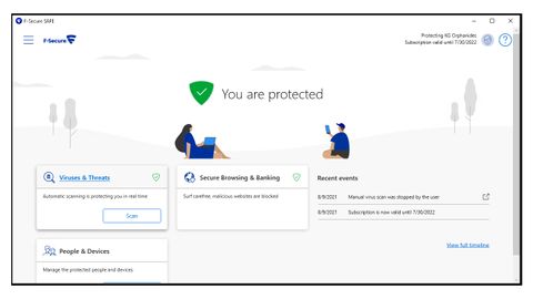 A screenshot of F-Secure Safe's main dashboard