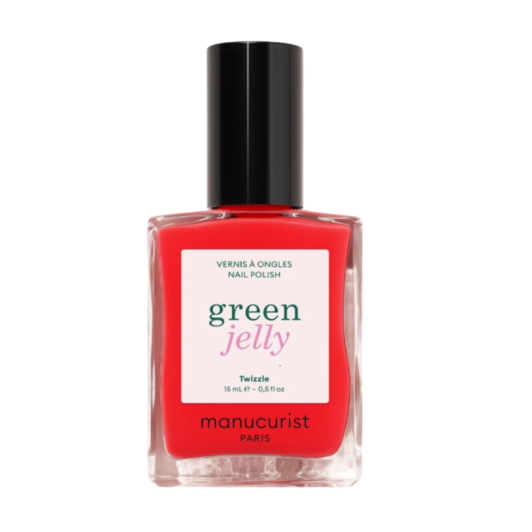 A product shot of the Manucurist Twizzle Green&amp;trade; Jelly Nail Polish, on a white background