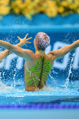 London 2012 OG.Synchronized Swimming,duet Women -Qualification, freeroutine, Nayara FIGUEIRAand Lara TEIXEIRA (BRA)OVe