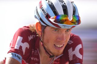 Ilnur Zakarin smiles as he crosses the line in second place