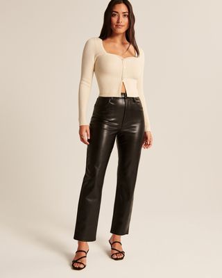 Curve Love Vegan Leather Ankle Straight Pant